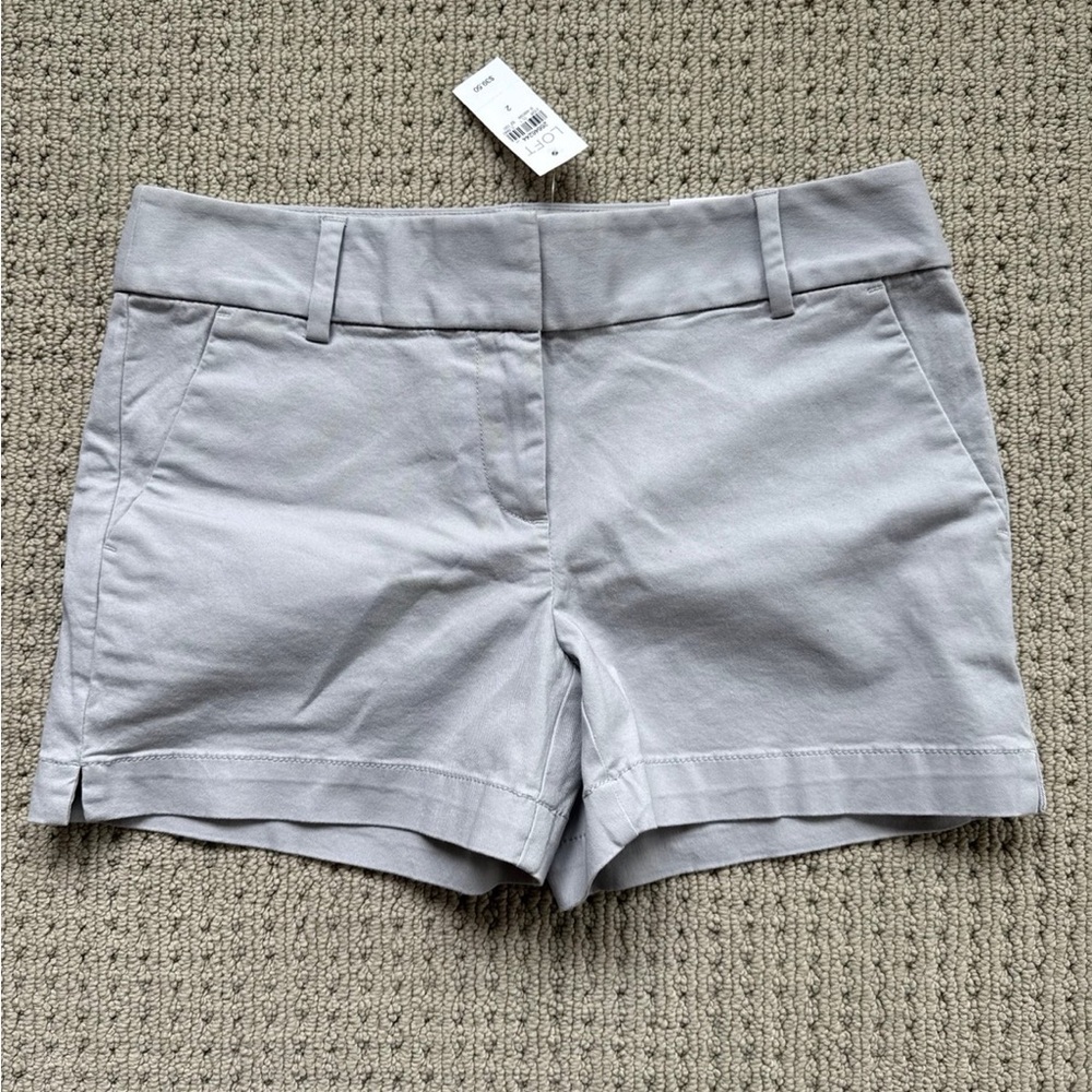 LOFT Gray Tailored Shorts Cotton Blend